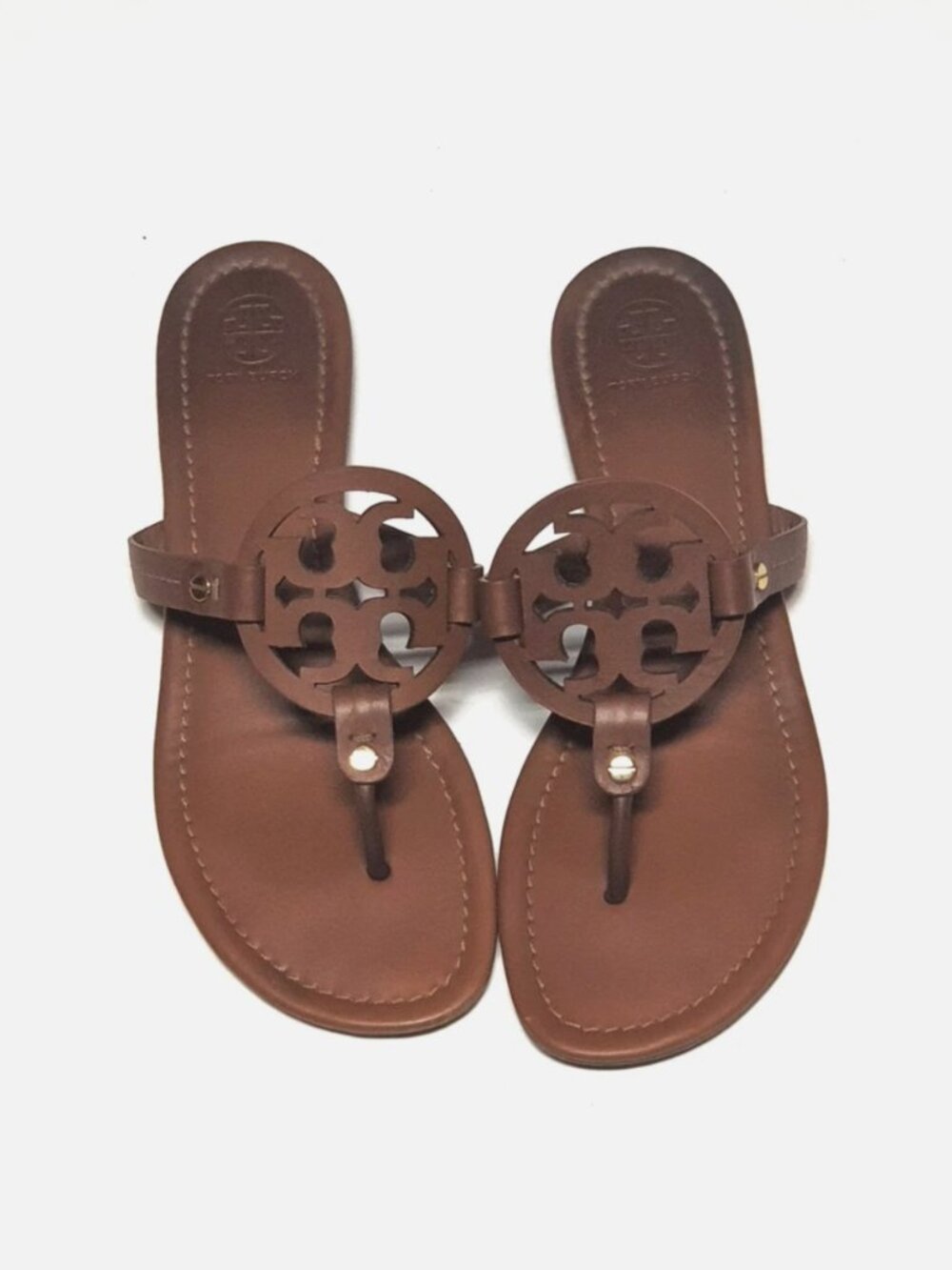 Tory Burch Miller Leather Brown Flip Flop Sandal Women's 9.5M